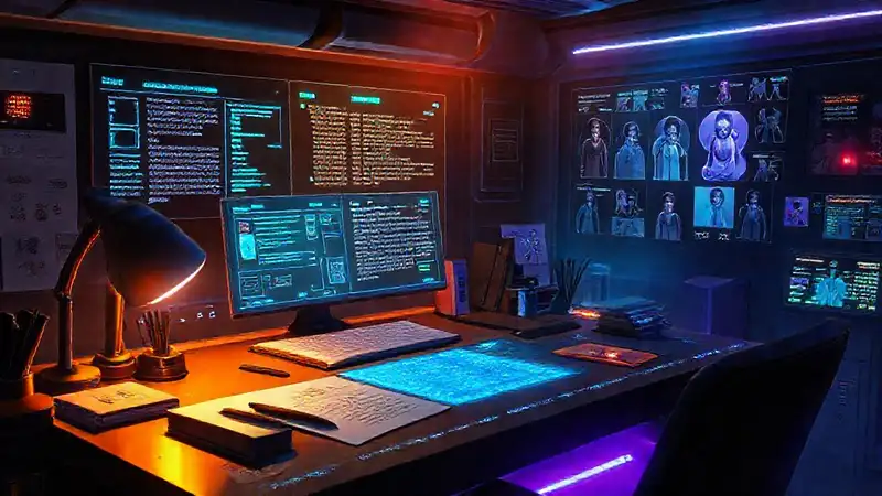 Un escritorio futurista inspira creatividad digital