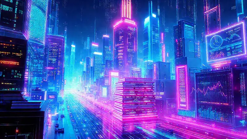 Ciudad futurista digitalmente brillante e innovadora