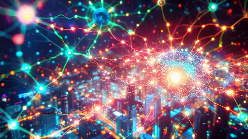 Red neuronal futurista digitalmente brillante