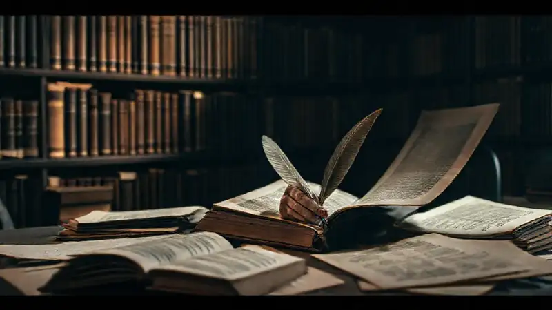 Un estudiante serio lee en biblioteca